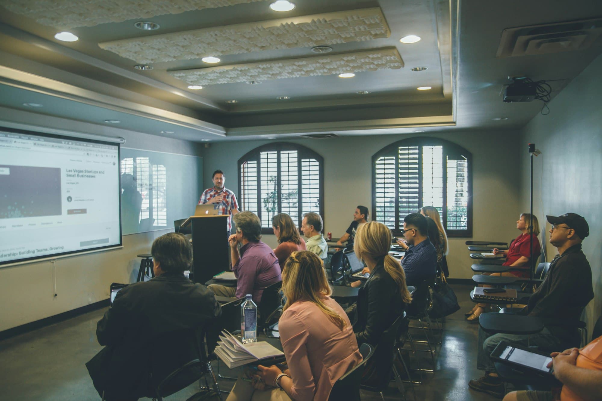 Training seminar room with students and an instructor