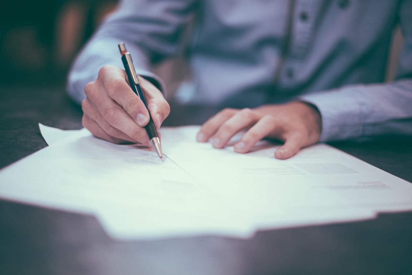 A student filling in an application form
